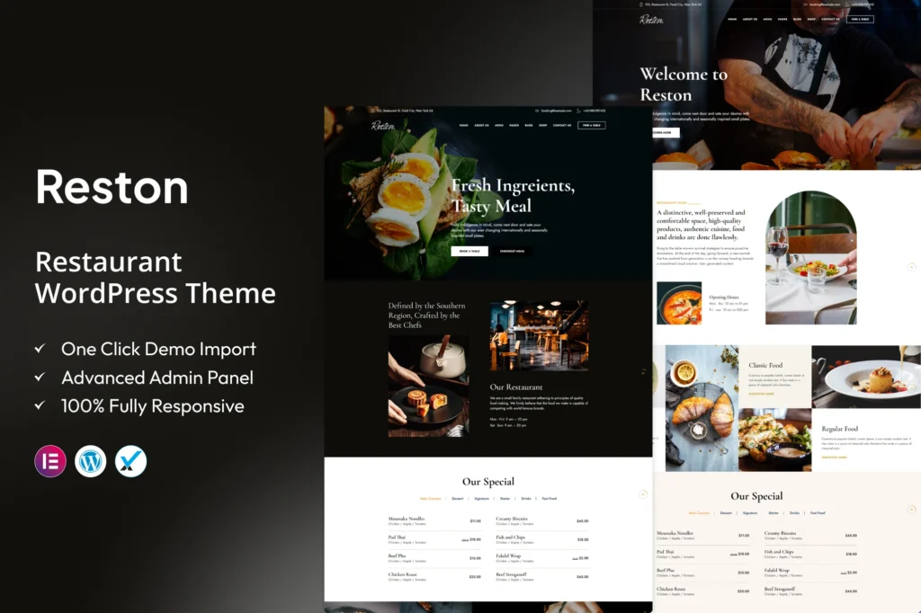Reston – Modern Restaurant & Fine Dining Website Design